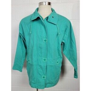 Vintage Eddie Bauer Womens Teal Blue Cotton‎ Canvas Chore Utility Jacket L